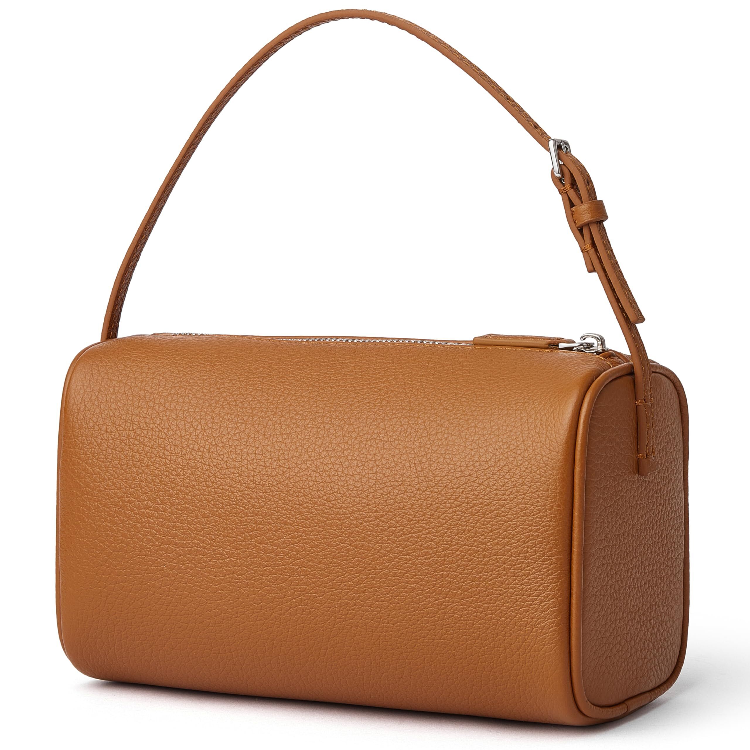 1662 Small Leather Top Handle Hobo Purse , Designer Mini Barrel Boston